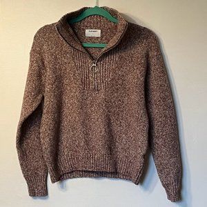 Old Navy Mock-Neck 1/4-Zip Pullover Sweater in Burgundy Heather (Mauve) MEDIUM